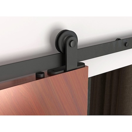 Orca Hardware 8' Flat Track Kit, Two 4' Tracks w/Connector Plate, Top Mount Hangers, Black Finish FTTM-BL-8C